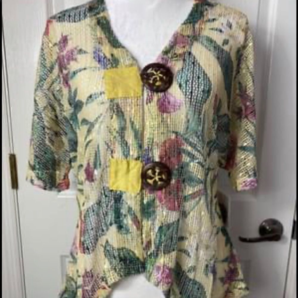 Coral Bay Tropical Mesh Cardigan Small